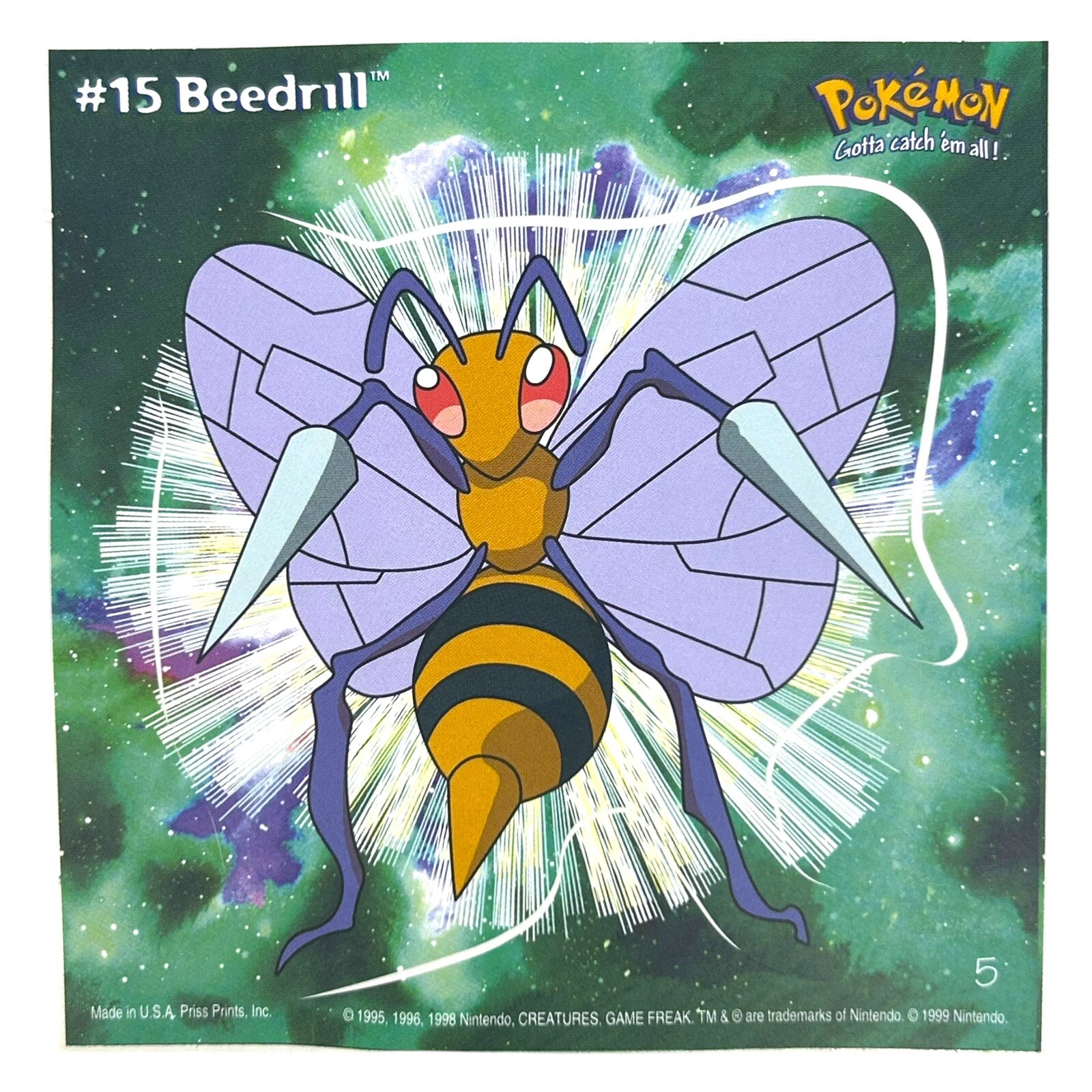 Pokemon Collect ’em Stick-Ups Beedrill #15 Large 4” Sticker Priss Prints