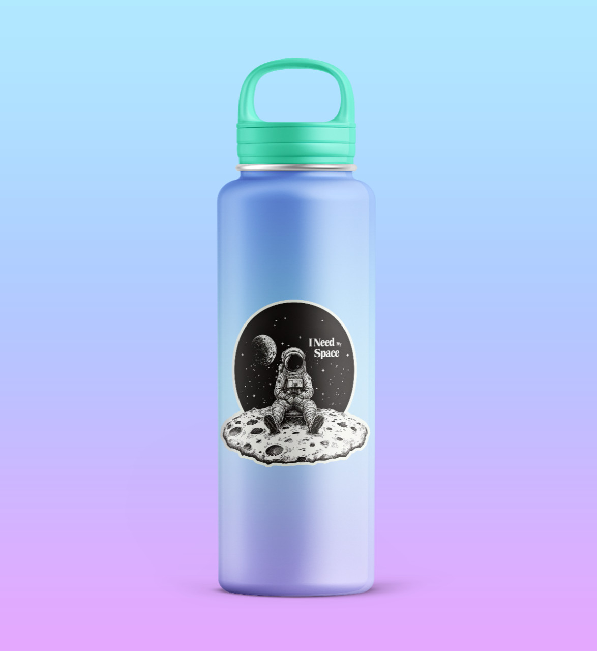 Space Sticker: Introvert Astronaut I Need My Space Waterproof Moon Sticker