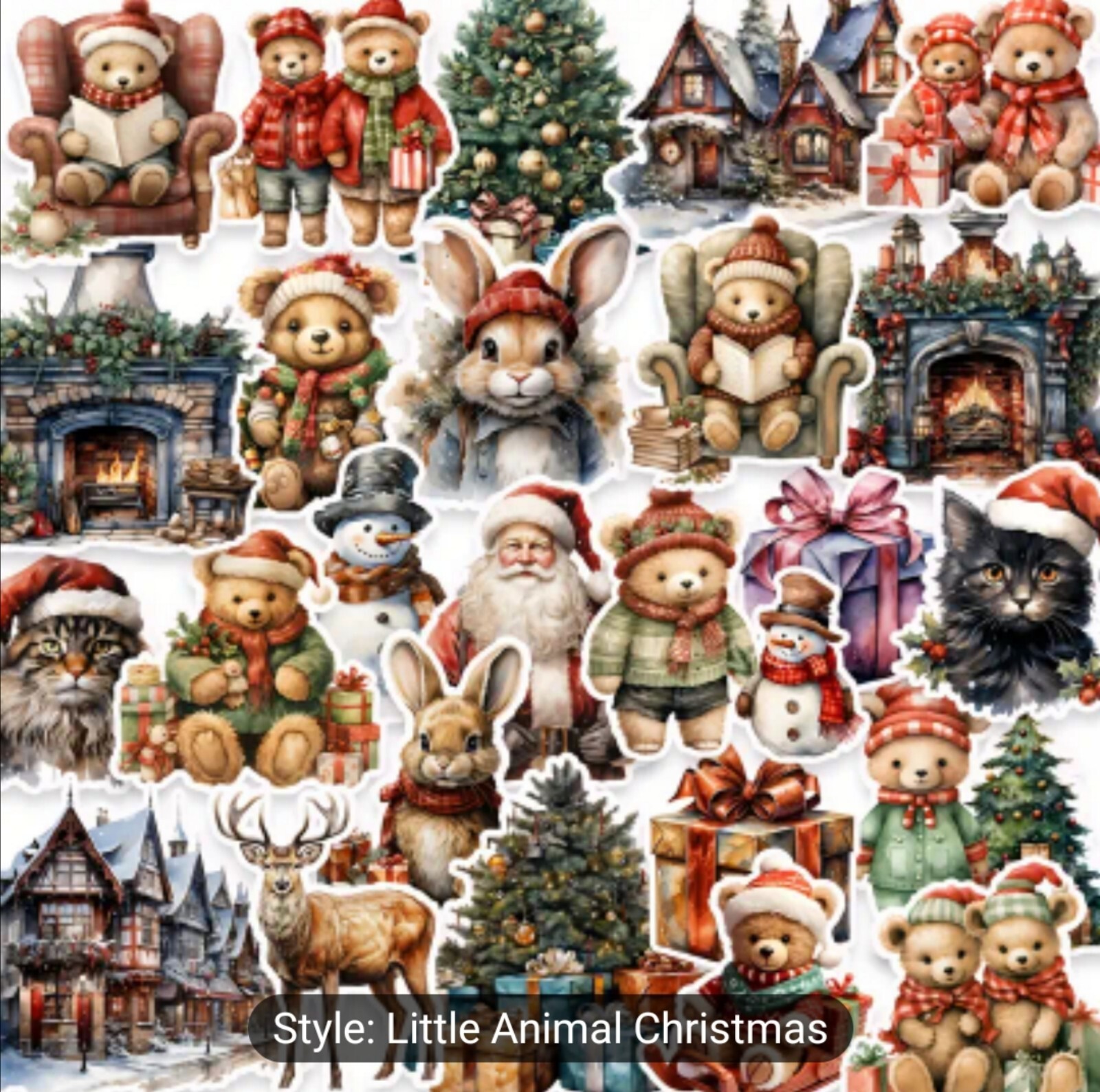 10 PCS Vintage Retro Christmas Holiday Season Stickers BRAND NEW