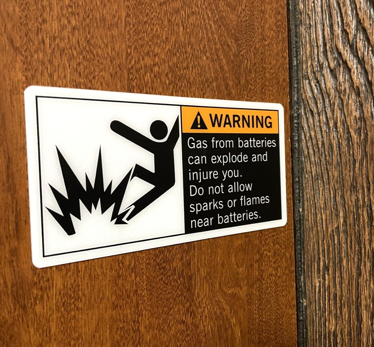 6.5"x3.5" Battery Hazard Warning Sign Vinyl / Plastic Adhesive Heavy Duty NEW