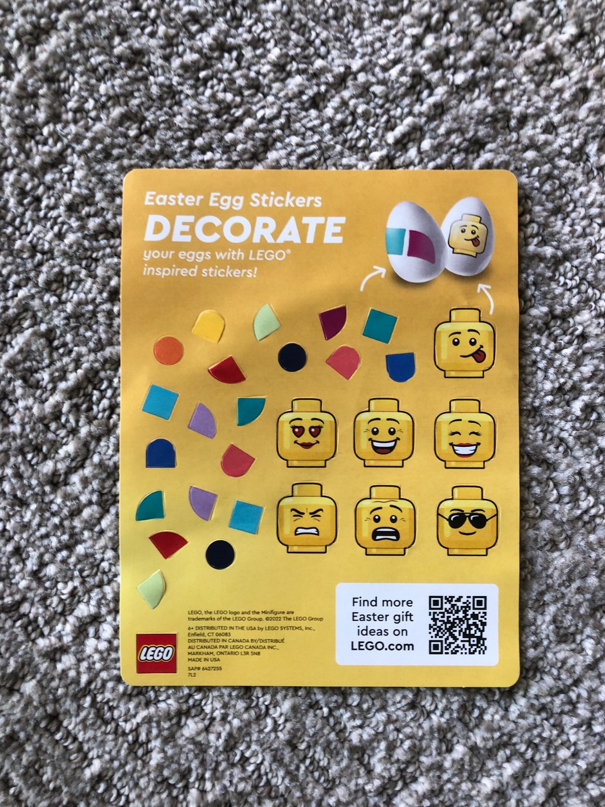 LEGO Easter Egg Sticker Sheet Unused NEW