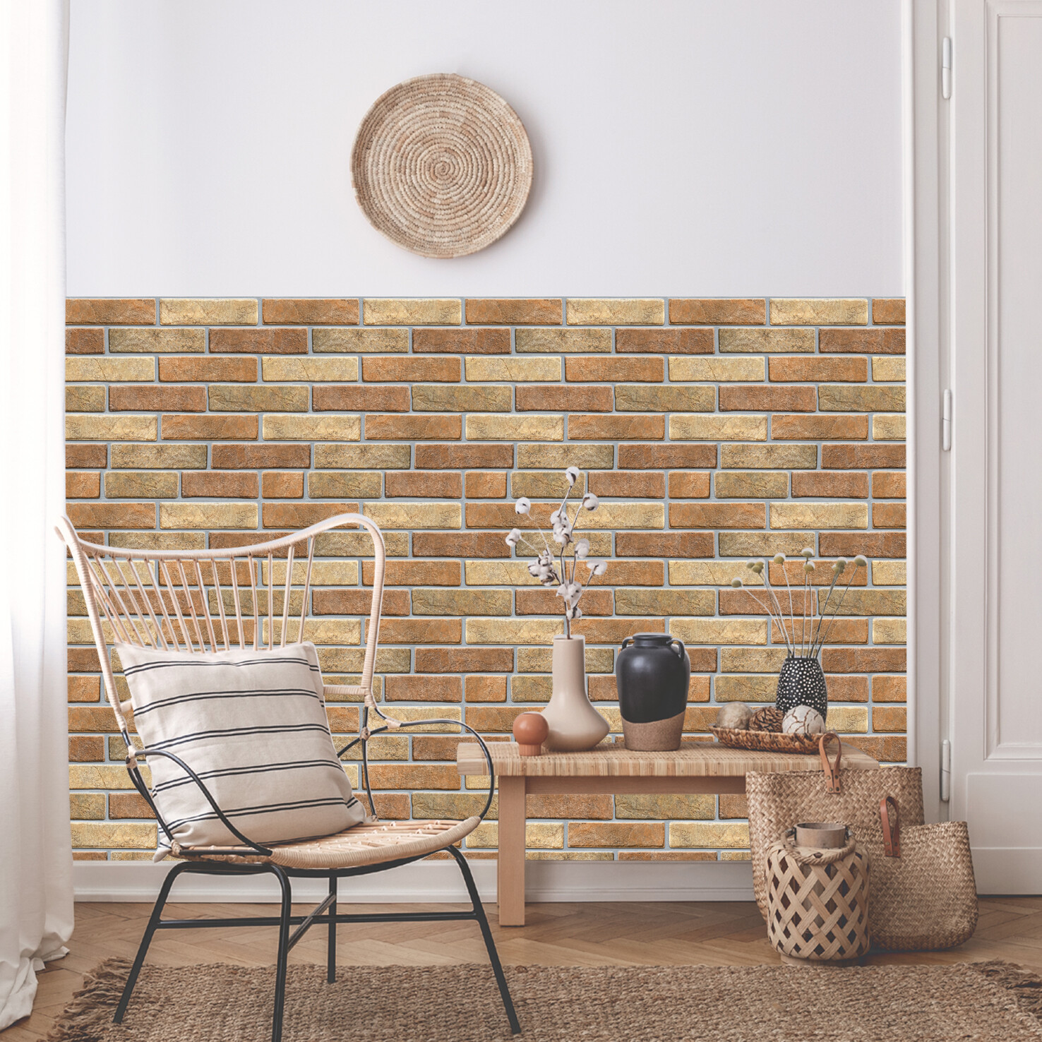 12"x12" 10Pcs 3D Wall Sticker Tile Brick Panel Self-adhesive Wall Waterproof PVC