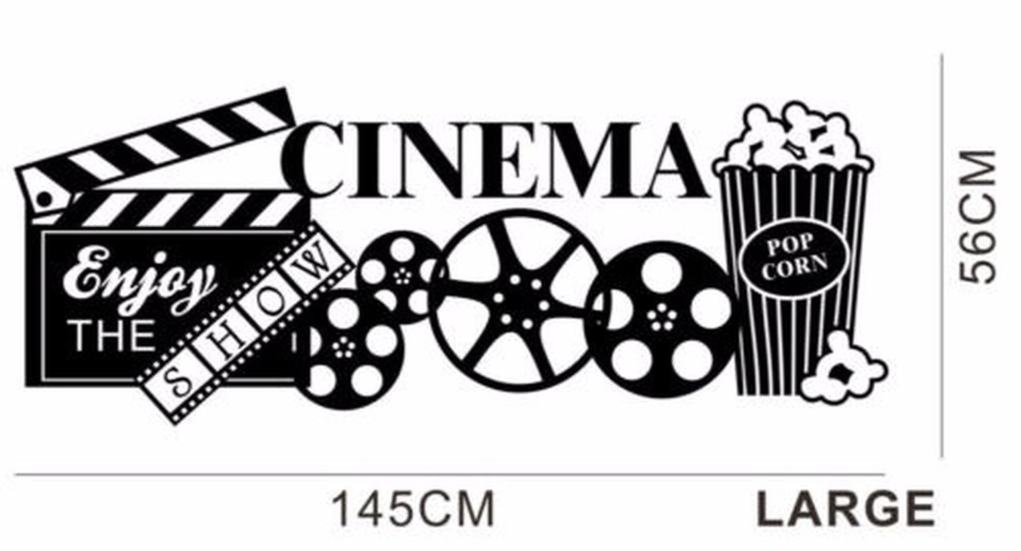 Vinyl Wall Art Stickers Home Theatre Popcorn Cinema Film Quote Decals Decoration