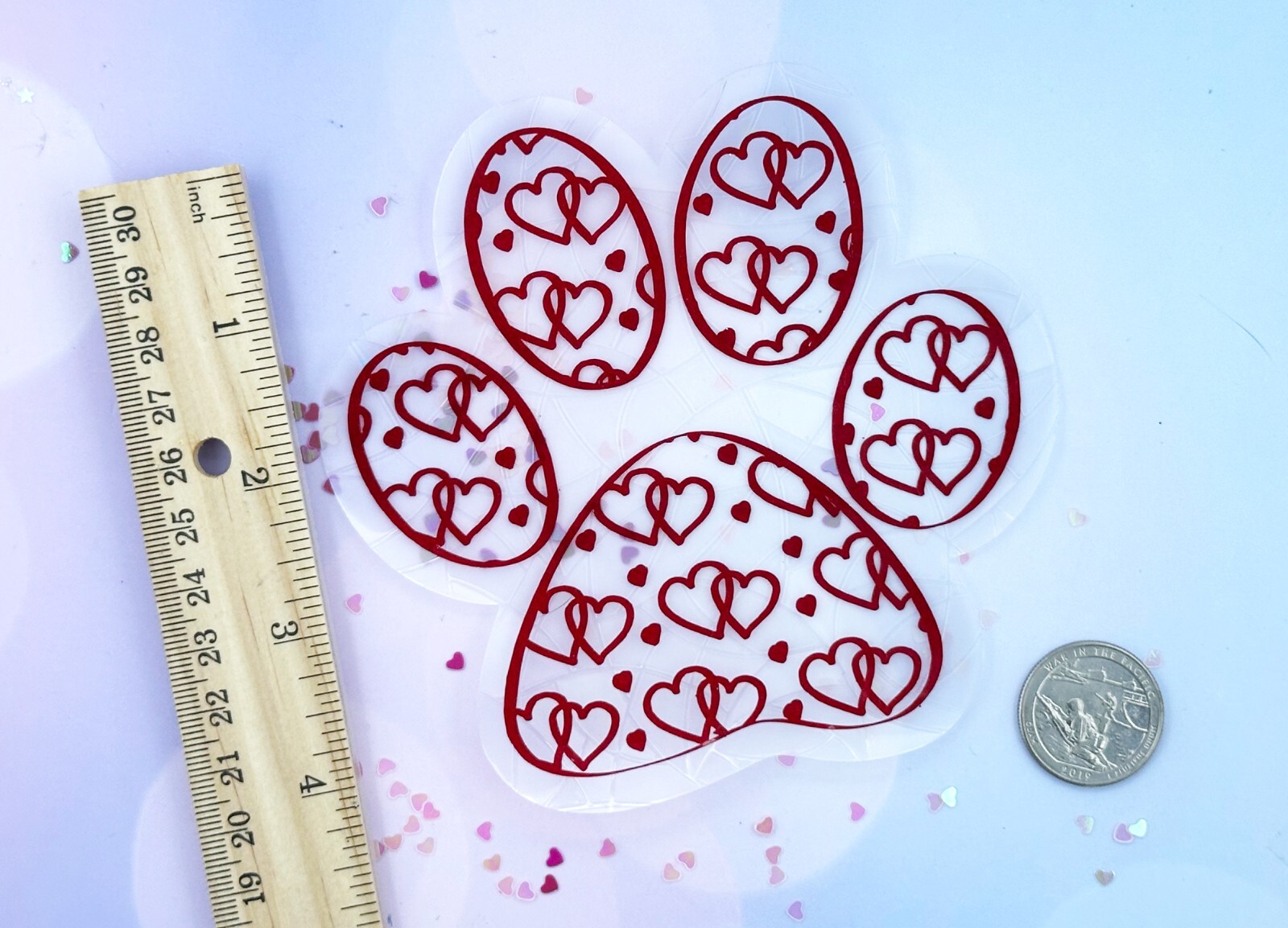 Paw Sticker Window Cling Suncatcher Red Heart Decal Rainbow Maker Prism