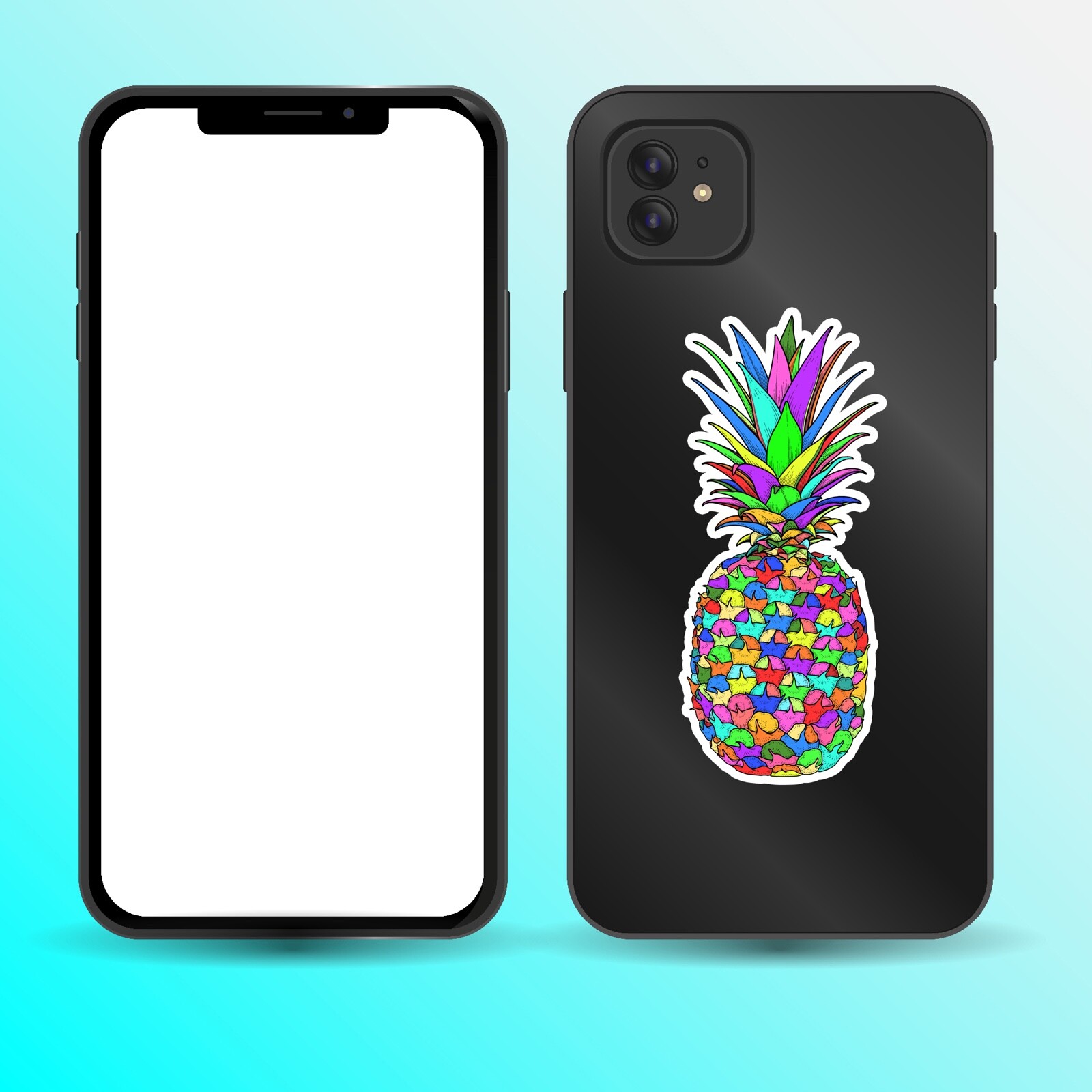 Colorful Rainbow Pineapple Vinyl Sticker Tie Dye Aloha fruit Truck Car Decal