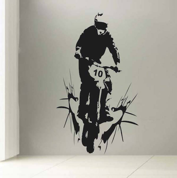 Boys Room Dirt Bike Wall Decal Sports Art Bike Race Motorcycle Wall Decal, s02