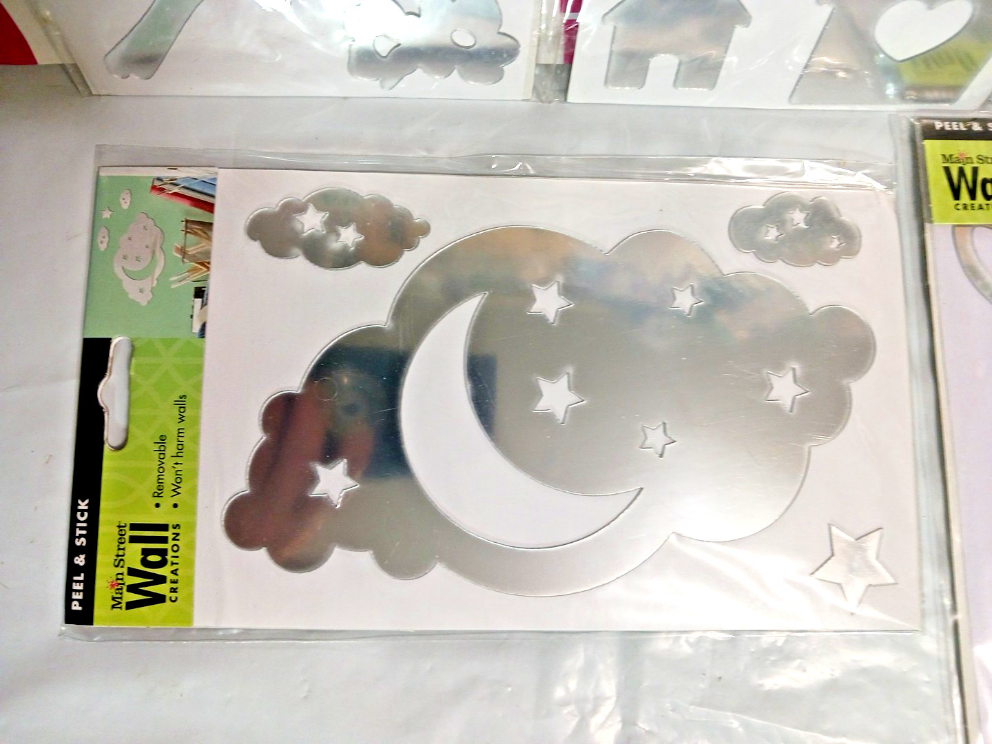 Mirror Stickers peel & stick mirrors. Bird, flowers, house, cactus plants, cloud