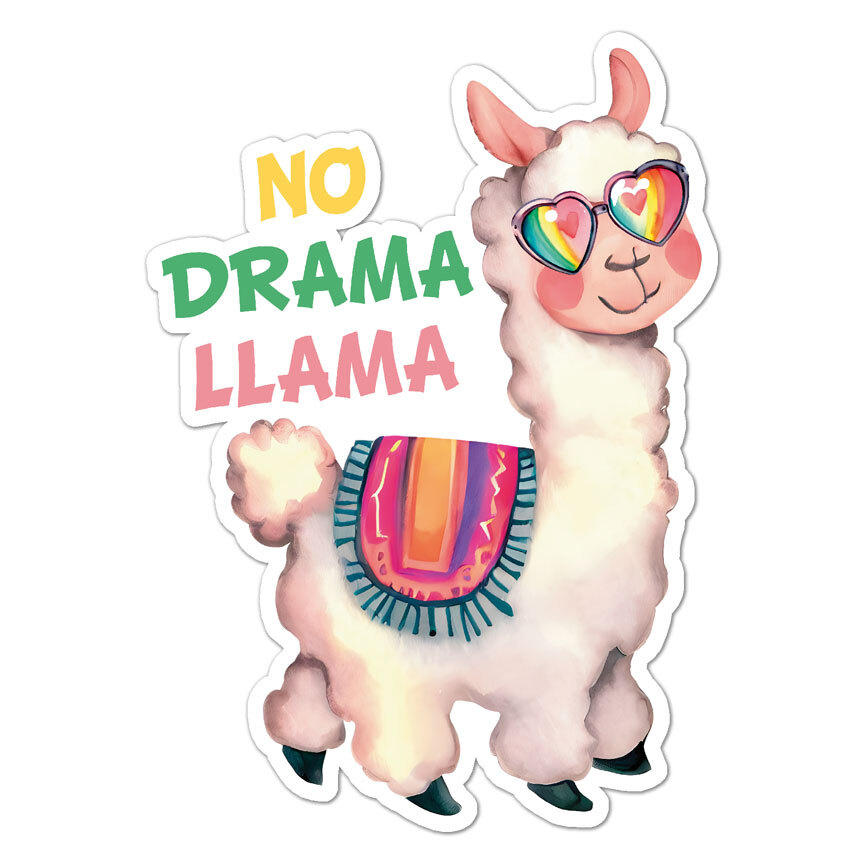 No Drama Llama, Vinyl Decal Sticker, Indoor Outdoor, 3 Sizes, #9146