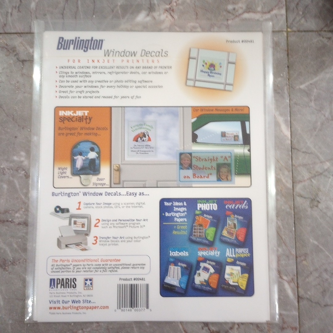 Create Your Own Window Clings Burlington Window Decals for Inkjet Printer 8.5×11