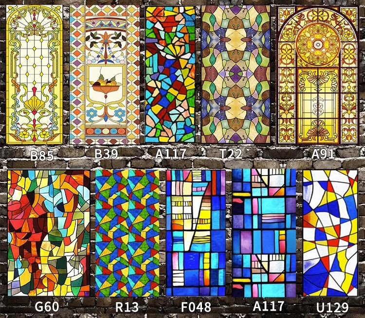 Retro Static Cling Privacy Window Sticker Frosted Stained Church Glass Sticker