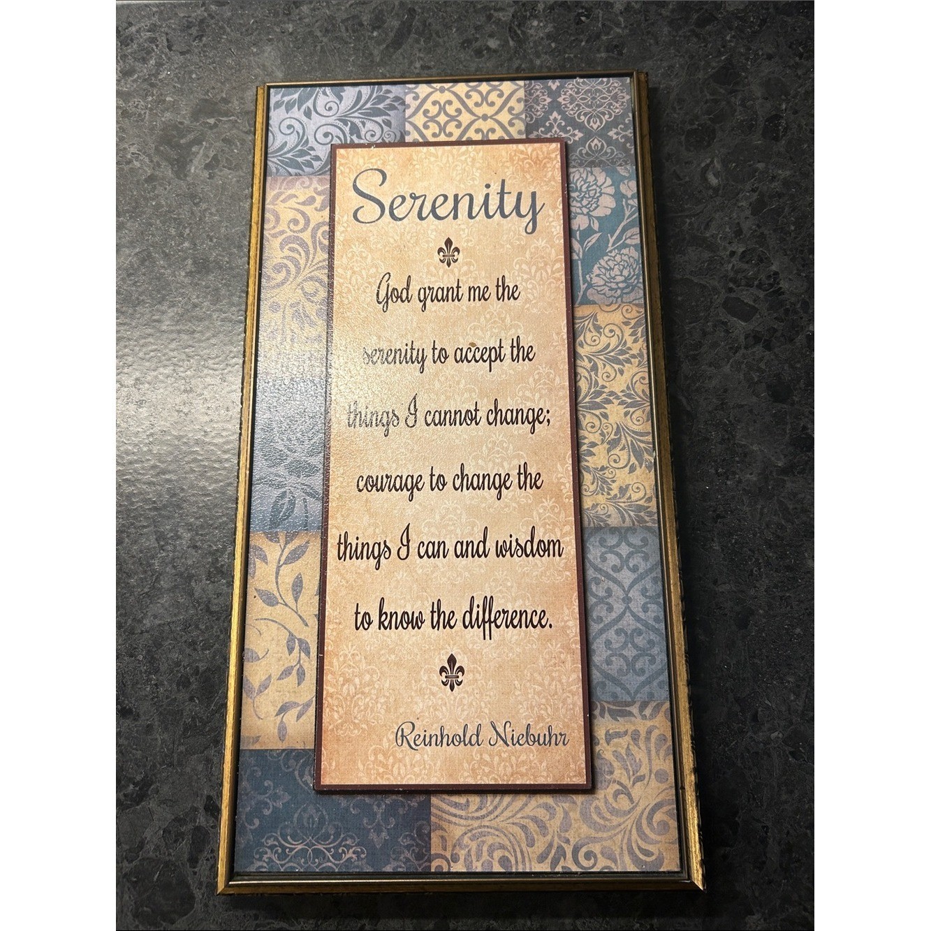 Serenity Wall Art Plaque in Blue and Cream – Inspirational Quote