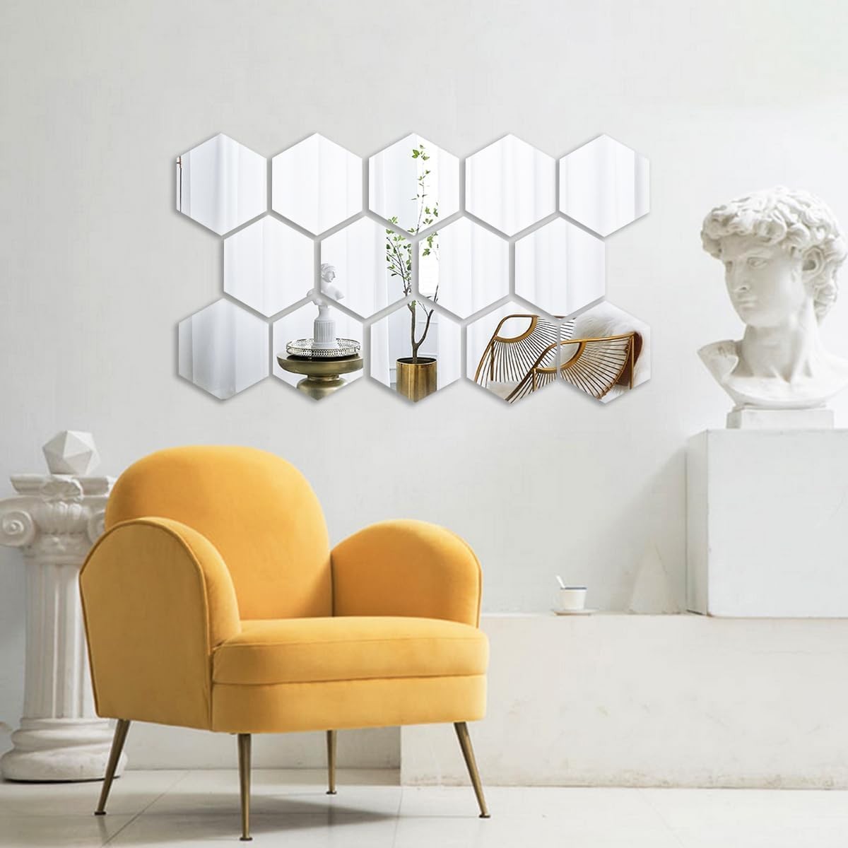 Mirror Wall Stickers – 12PCS Hexagon Art DIY Decorative Acrylic Sheet Plastic…