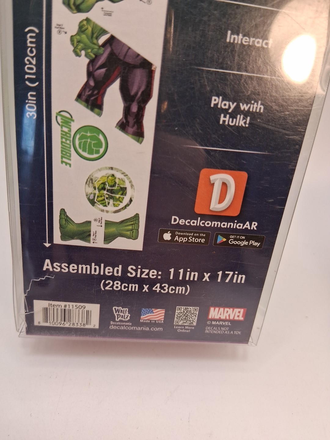 Marvel Hulk Wall Decal Augmented Reality Action Reusable Peel Stick NEW Lot Of 3
