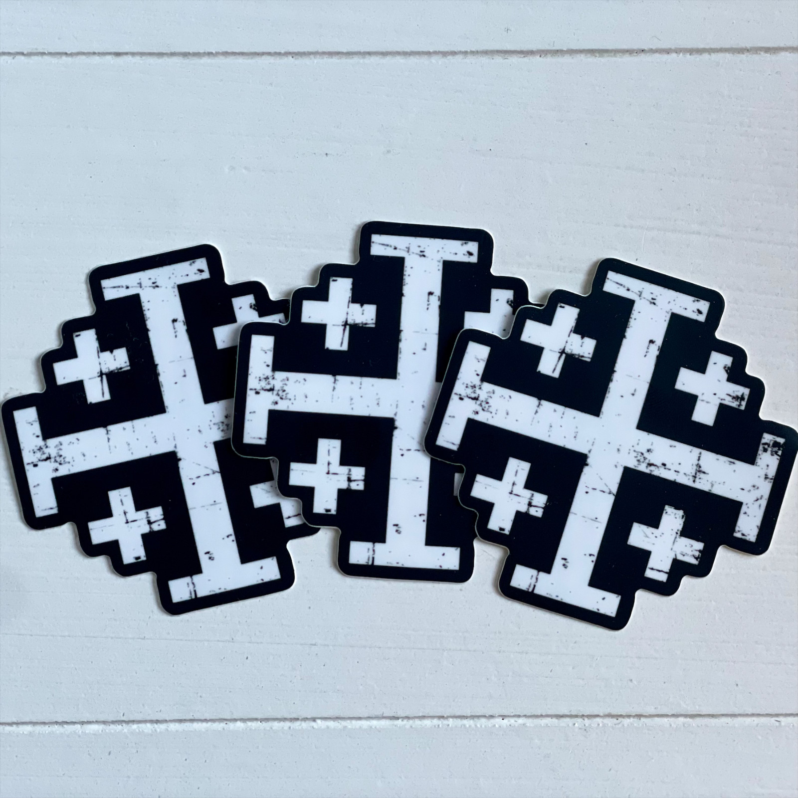 JERUSALEM CROSS STICKER DIE CUT DECAL VINYL CHRISTIAN CRUSADES DISTRESSED