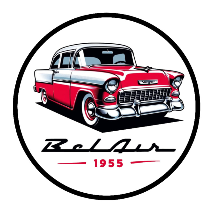 Car Classics "55 Chevy" – 4" Vinyl Decal Sticker Handcrafted Car Truck Cooler 25