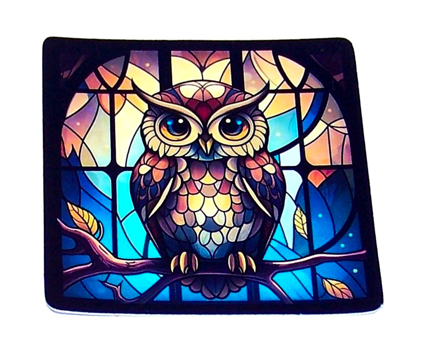 STAINED GLASS – Die Cut Sticker Decal Stained Glass Owl