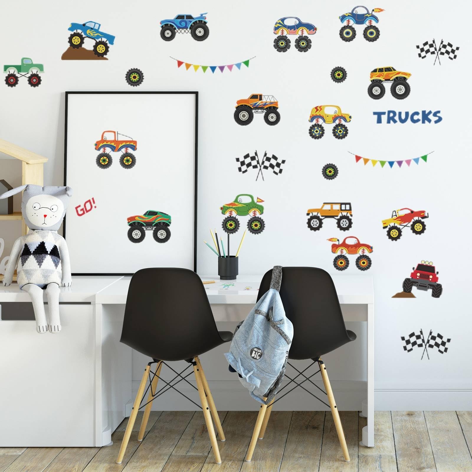 25 Pieces Monster Truck Stickers Wall Decals Wall Stickers for Bedroom for Li…