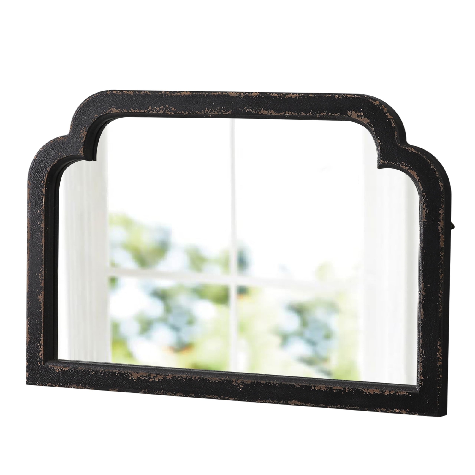 Rustic Black Arched Mirror for Entryway 16 X 24 Inch, Hanging Distressed Blac…
