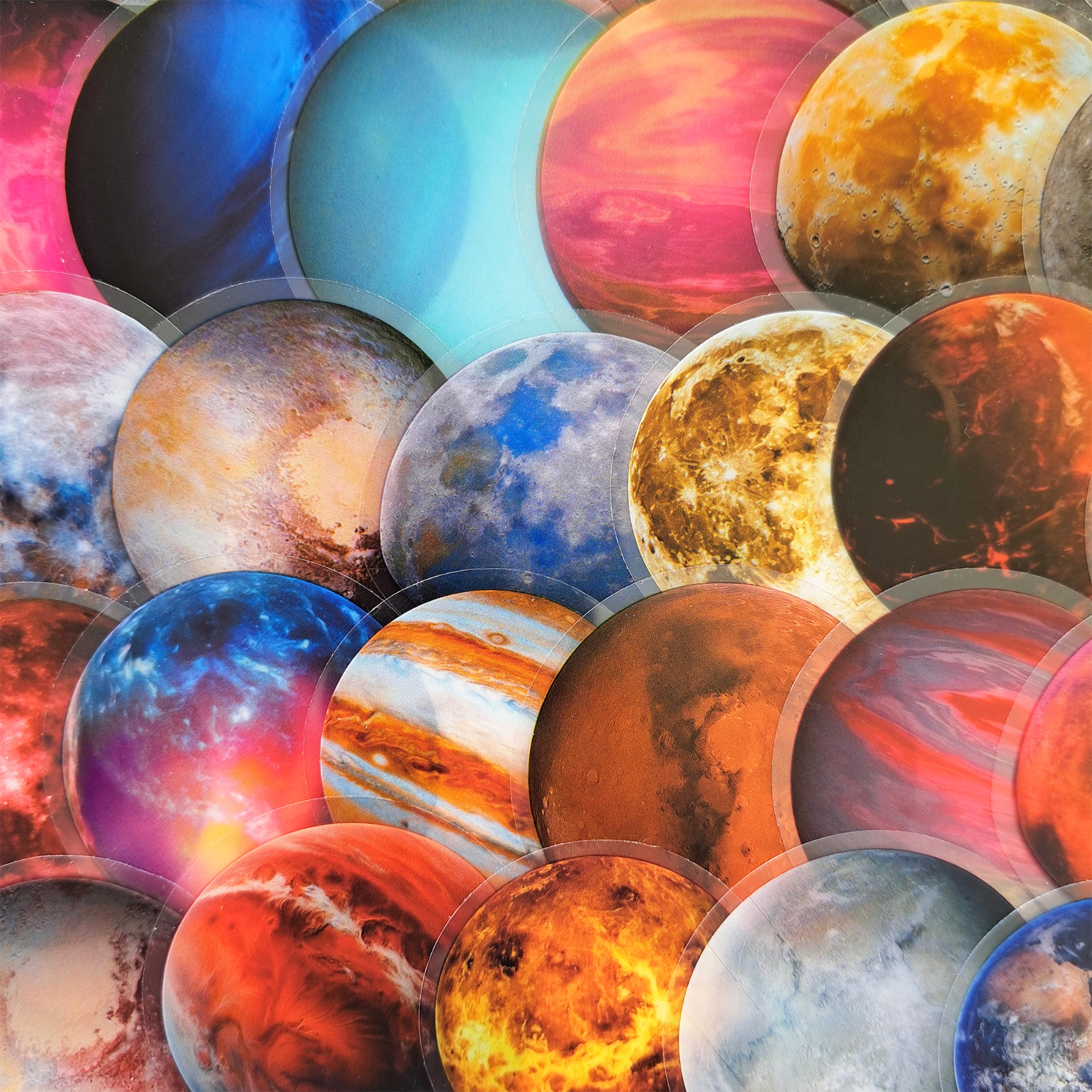 50 PCS Solar System Planets Sticker Pack Transparent Space Galaxy Astronomy