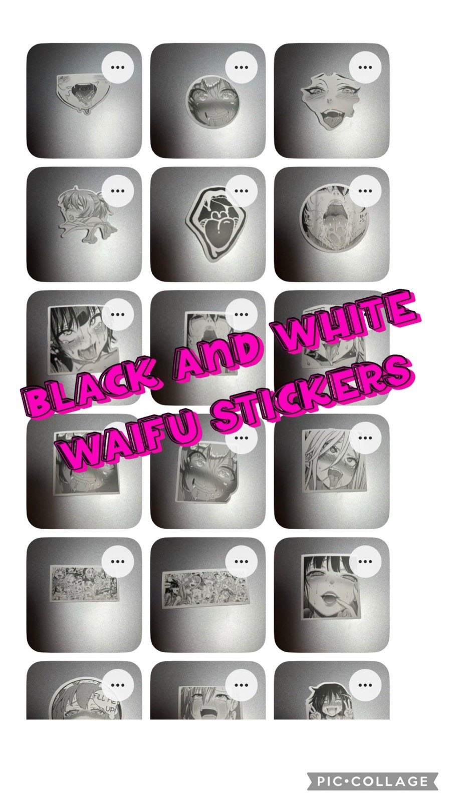 black and white waifu lewd stickers