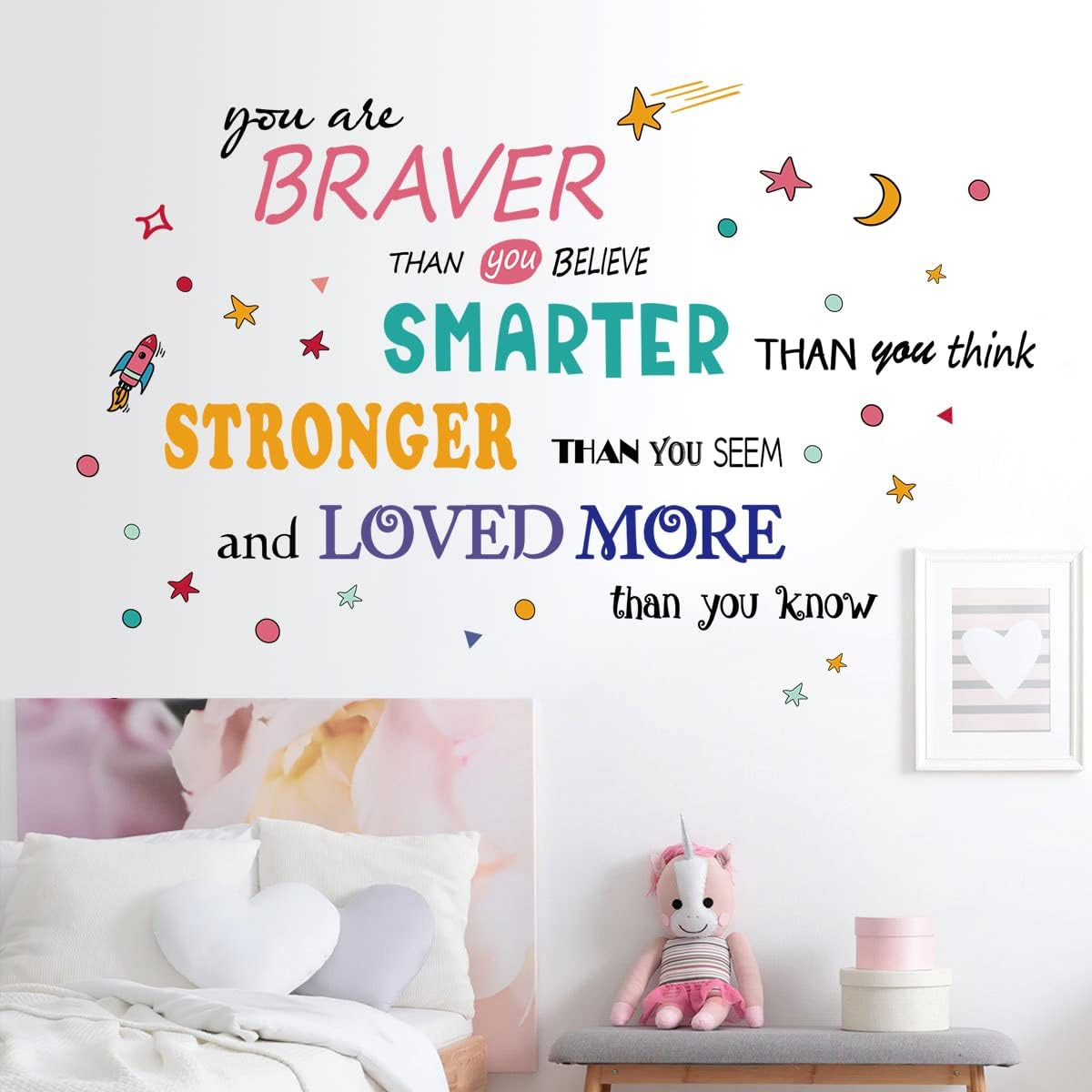 Removable 3D Colorful Quotes Inspirational Words Lettering Wall Decals Motivatio