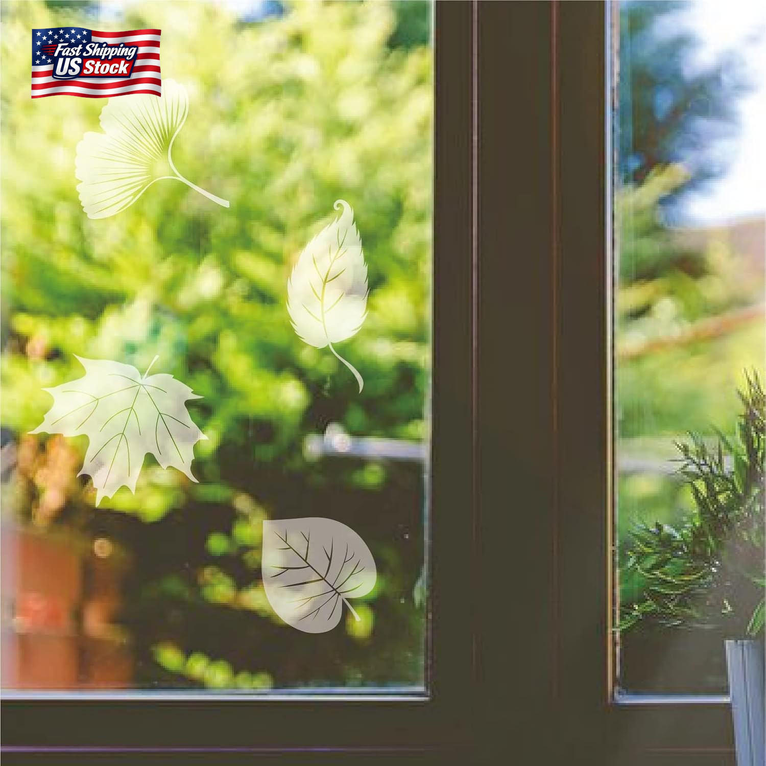 FINGOOO Window Decals for Bird Strikes,52 Pieces Large Leaf Shape anti Collision