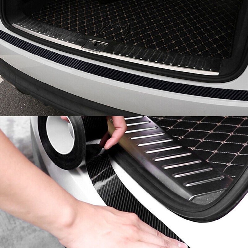 3pcs Carbon Fiber Car Stickers Door Sill Anti-Scratch Tape DIY Protection Film