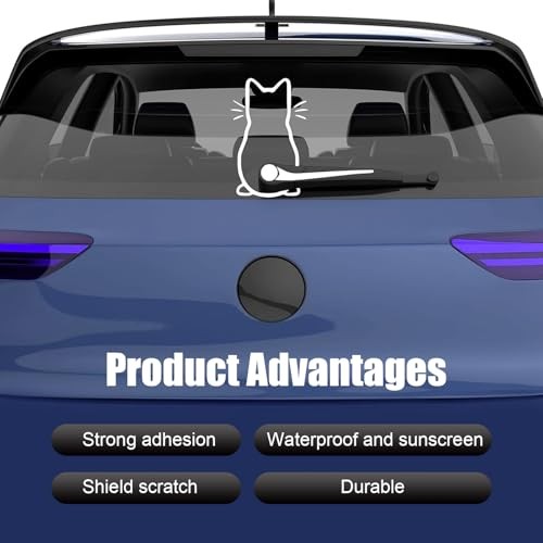 Cute Cat Car Rear Windshield Wiper Decal, Waterproof Vinyl Cute Cat Tail