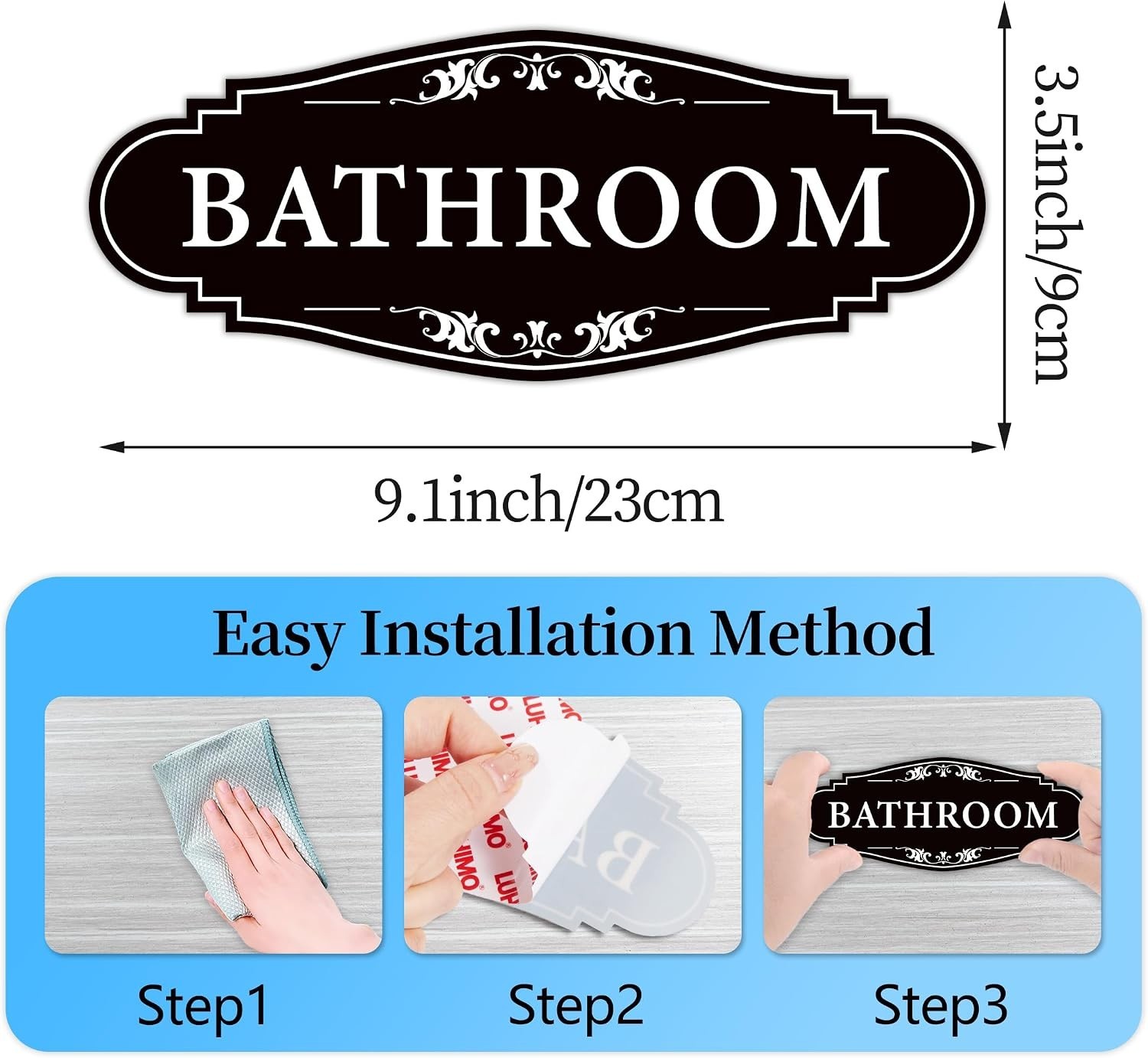 Bathroom Sign Sticker for Business and Home，Self-adhesive Cute Bathroom Decor…