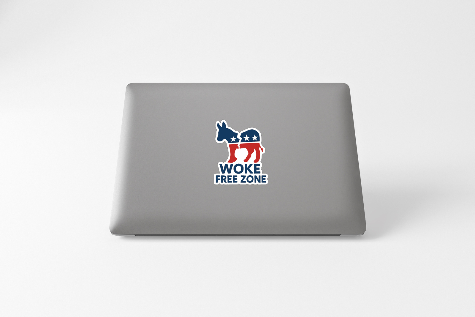 Woke Free Zone Sticker Broken Democrat Donkey Decal for Conservative Laptops