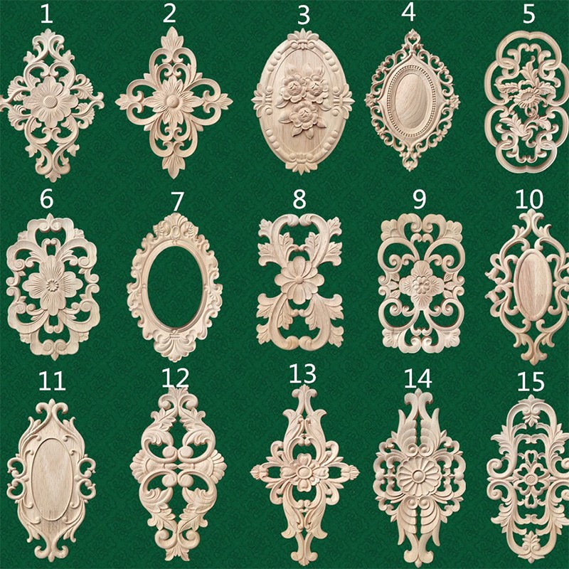 European Style Solid Wood Carving Appliques Home Furniture Vintage Decorations