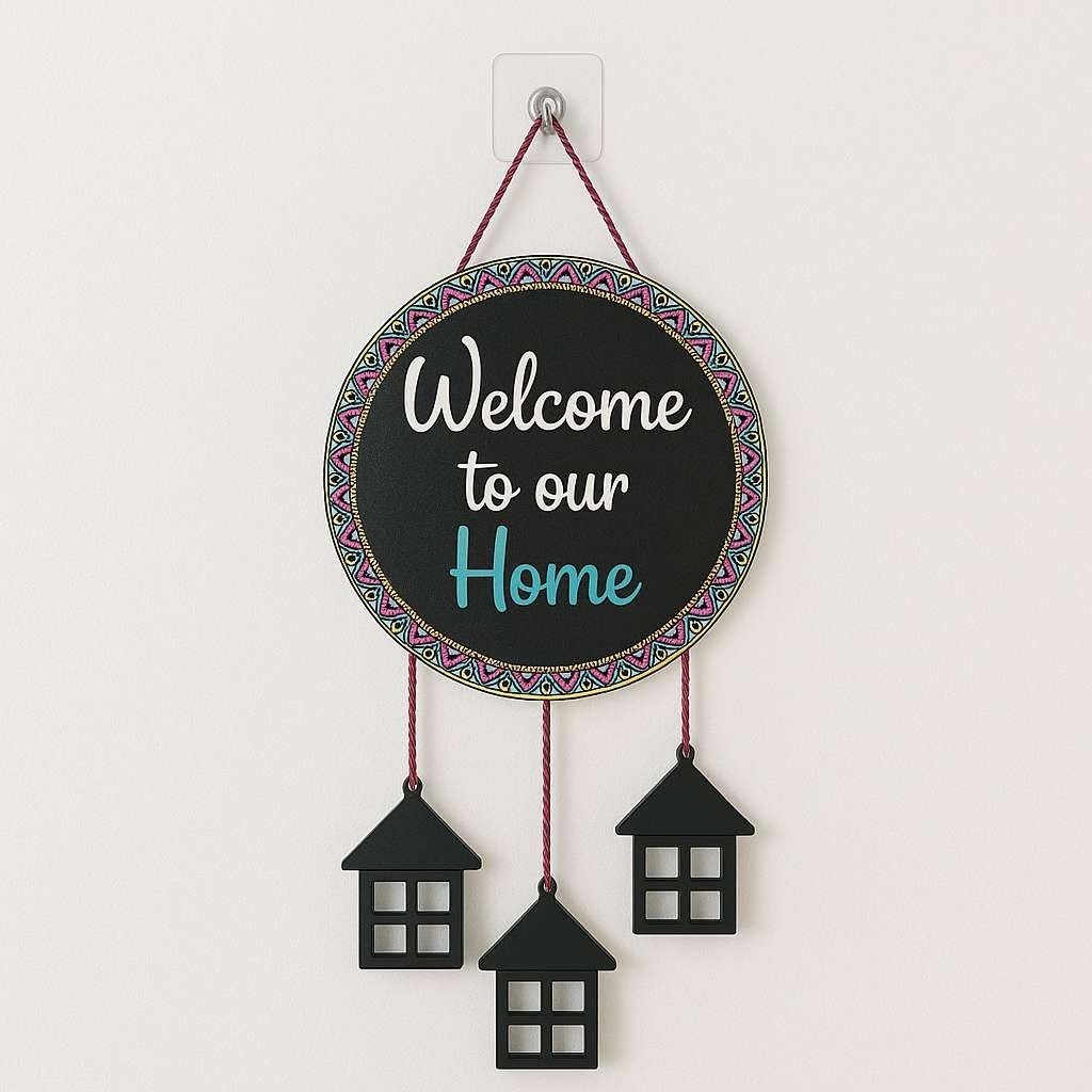 Wooden Wall Hanging Welcome Sign Decorative Quote Board For Home, Door, Entrance