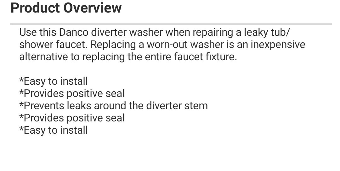 Danco 35684B Rubber #6 Diverter Washer 3/4 O.D. x 3/8 I.D. in. (Pack of 1)