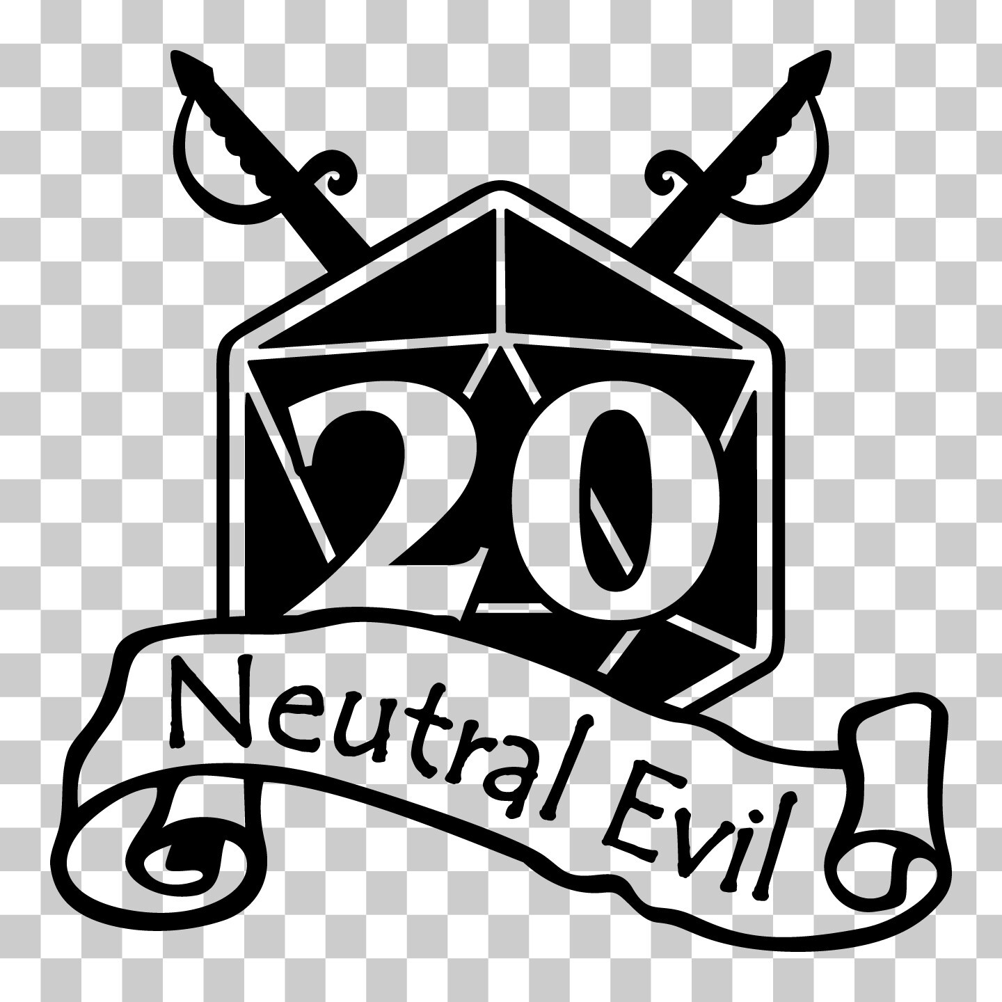 Neutral Evil D20 Vinyl Sticker Decal Gaming RPG TTRPG Role Play Car Laptop More