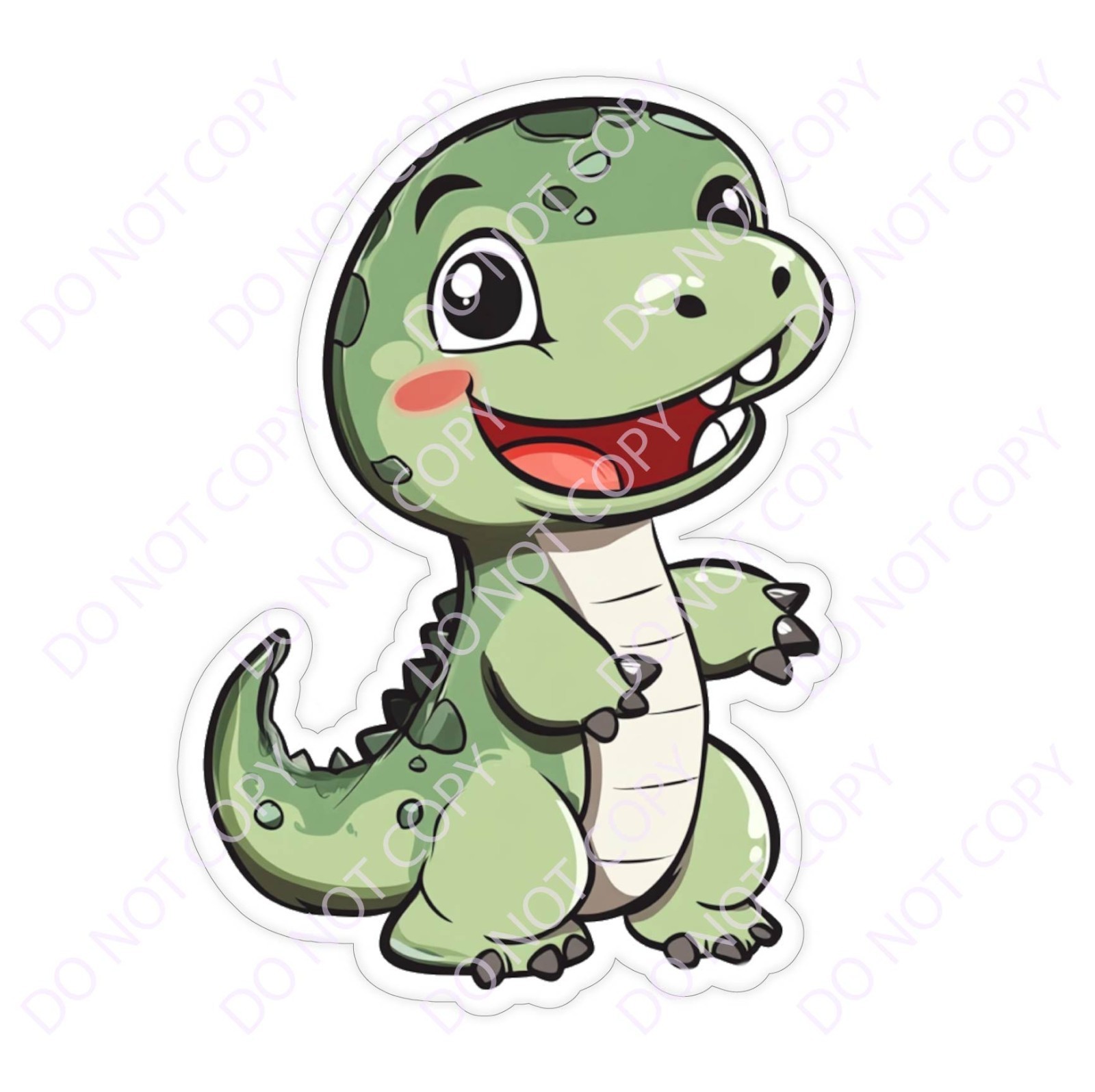 Laminated Vinyl Decal Die Cut Waterproof Sticker – Green Dinosaur