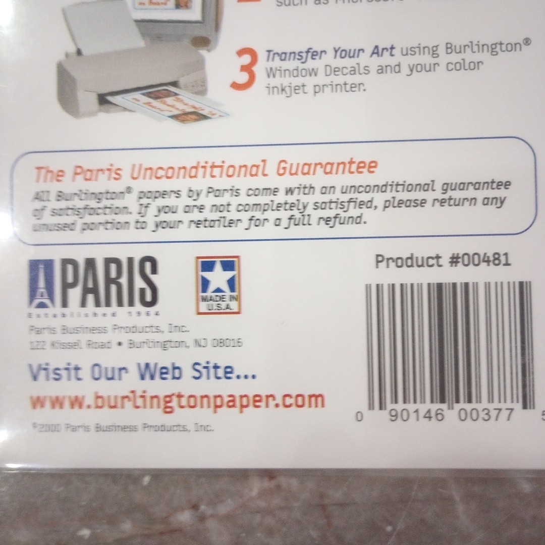 Create Your Own Window Clings Burlington Window Decals for Inkjet Printer 8.5×11