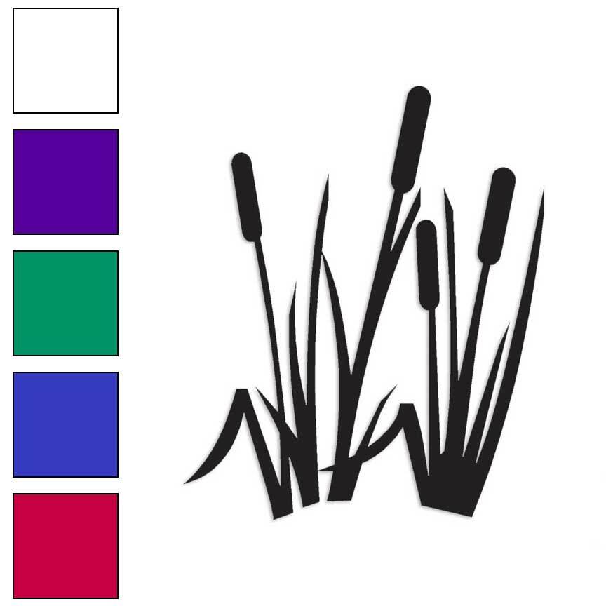 Typha Cattails Water Plant, Vinyl Decal Sticker, Multiple Colors & Sizes #3868