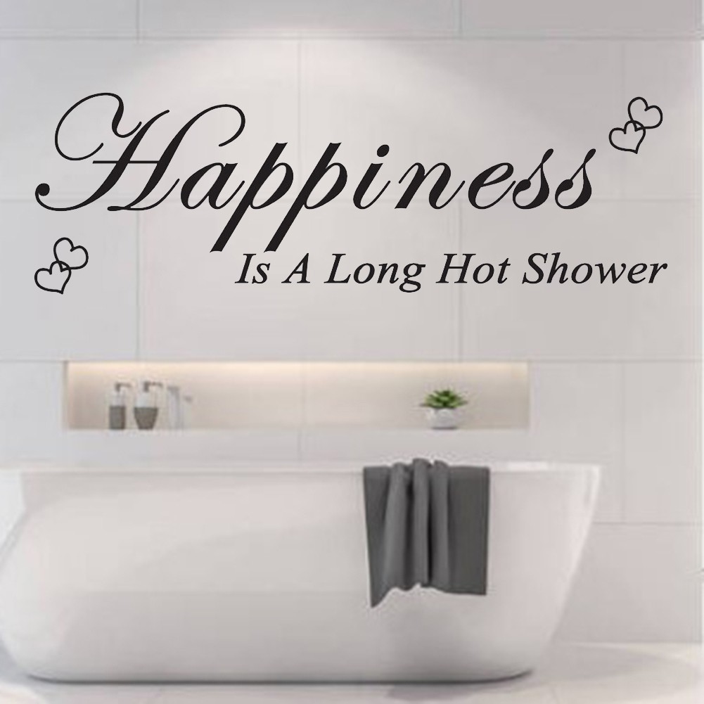 Brand New Wall Sticker 25*75cm Bathroom Happiness Is A Long Hot Shower