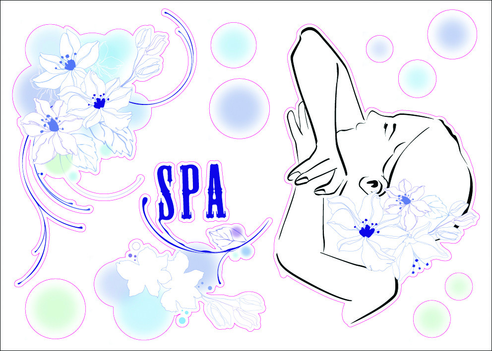 Pre-Cut Reusable Spa Room Artwork Decor Wall Sticker Decal 15"W X 23"H