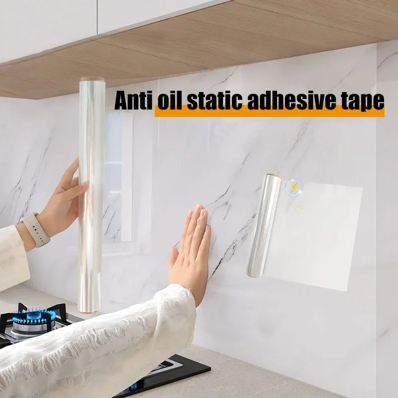Kitchen Oil Proof Wall Sticker Self Adhesive Clear Wallpaper Heat Resistant