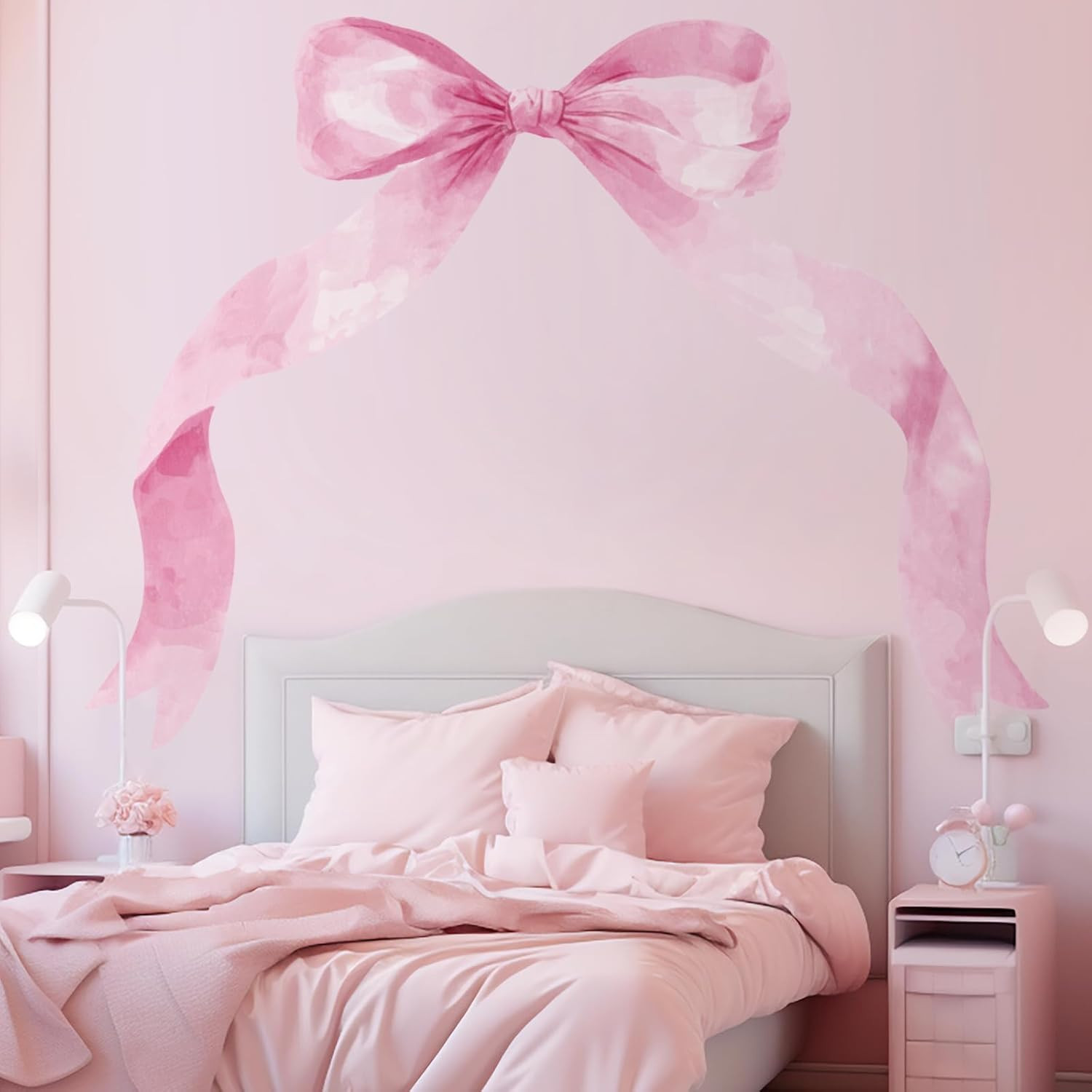 Large Pink Bow Wall Stickers – Waterproof Vinyl Decals for Girls' Room Decor
