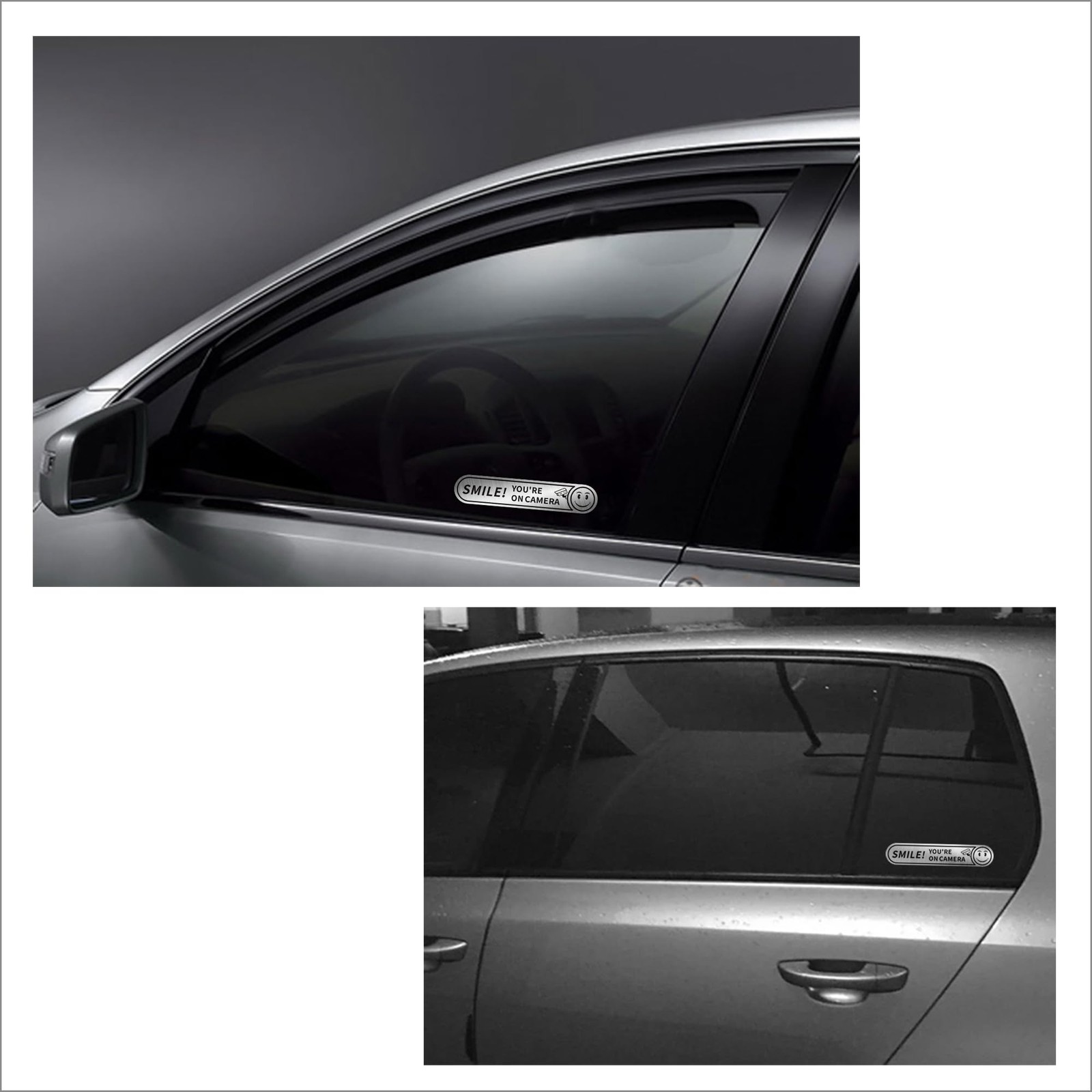 8 pieces Smile You're On Camera Stickers for Cars, Brushed Silver 24 Hour Vid…