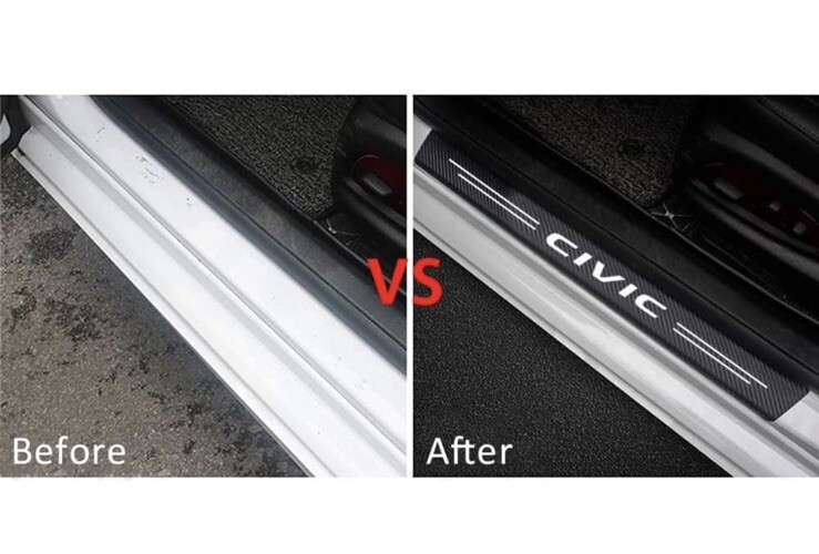 4PCS Threshold Protection Sticker Reflective Carbon Fiber Sticker Civic ￼