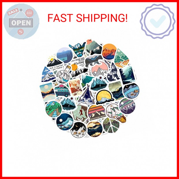 BulbaCraft 100 Pcs Mountain Stickers for Water Bottle, Outdoor Stickers, Camping
