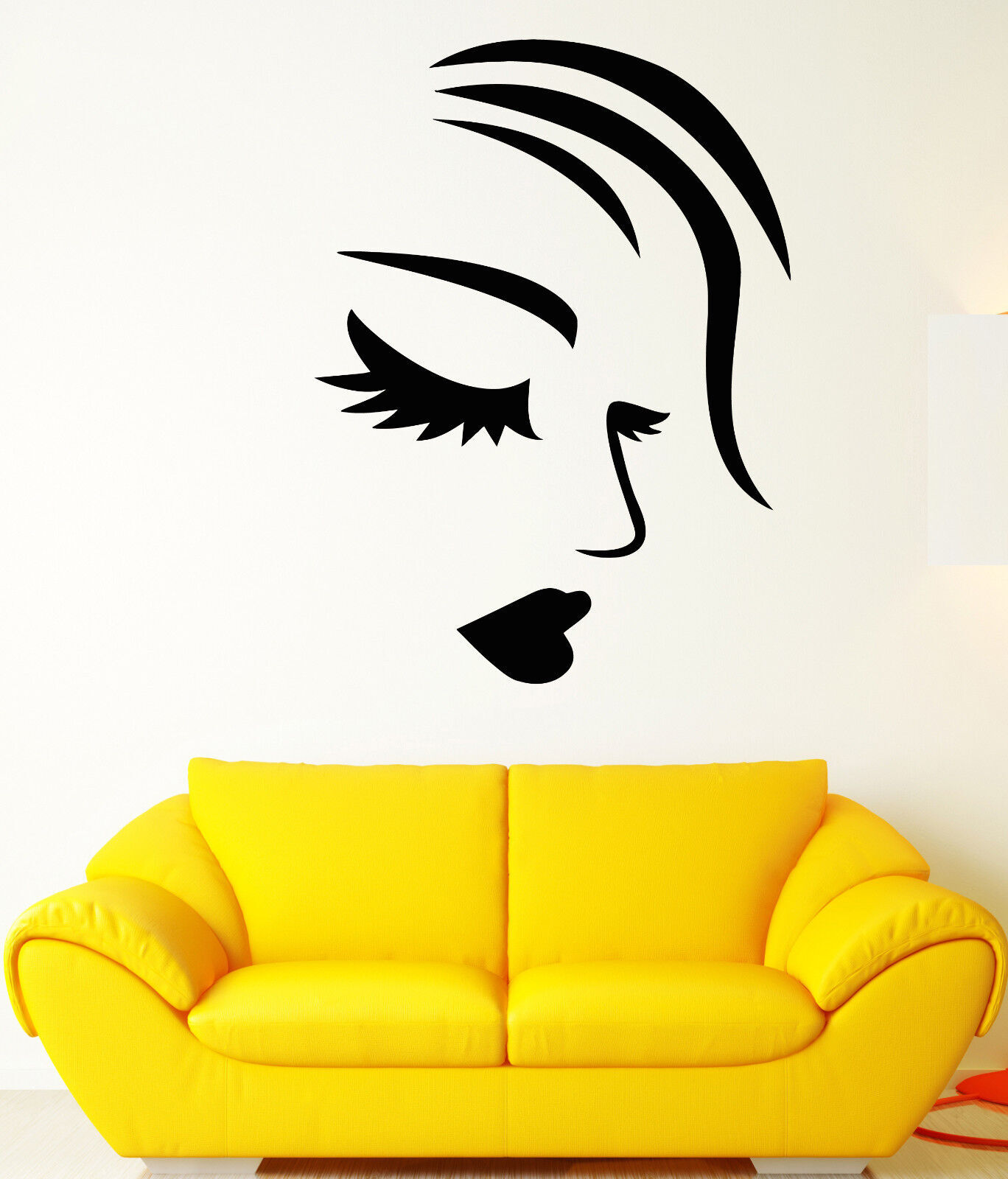 Vinyl Wall Decal Girl Face Sexy Lips Eyelashes Fashion Makeup Stickers (1809ig)