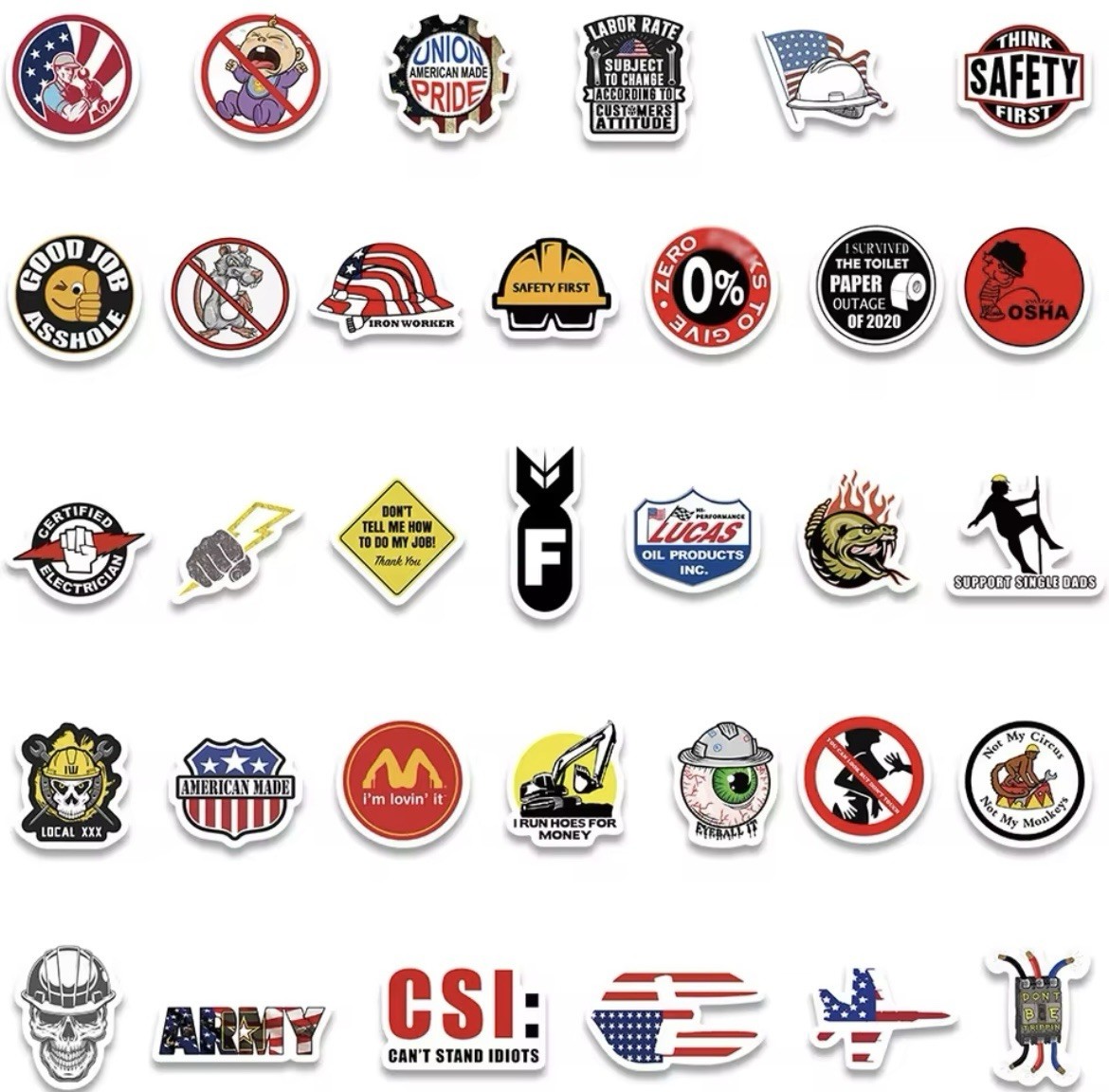 Hard Hat Trades Style MINI Stickers 98pk Adult Humor Funny Trades FREE SHIPPING