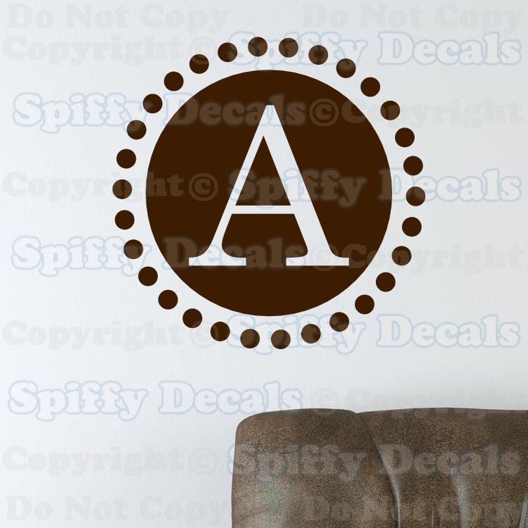 PERSONALIZED CUSTOM CIRCLE INITIAL MONOGRAM Lettering Vinyl Wall Decal Sticker