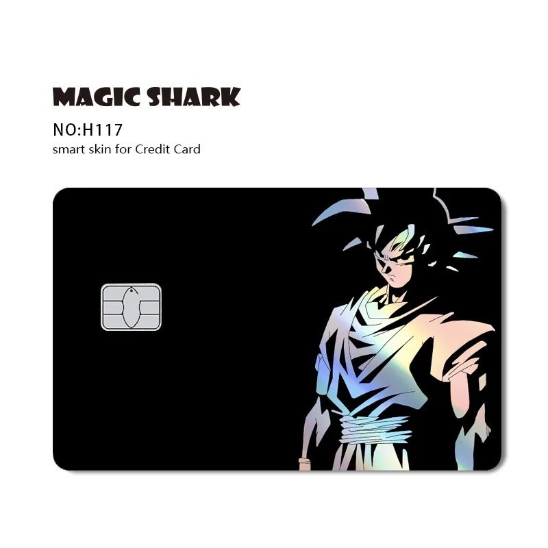 Magic Shark Holographic Credit Card Sticker Goku Vegeta Skin Cover New