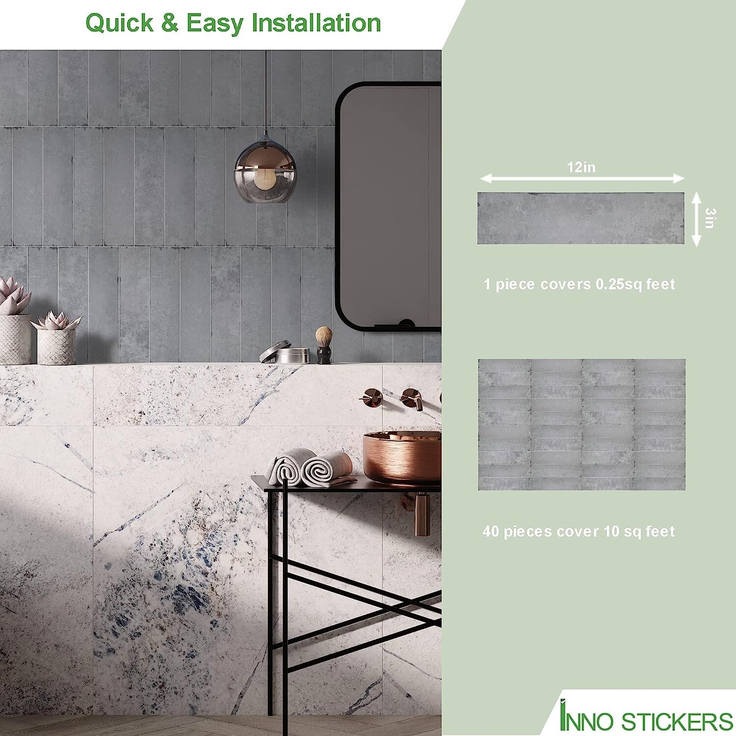 Peel and Stick Backsplash 3"X12" Self-Adhesive Subway Tile Waterproof Kitchen