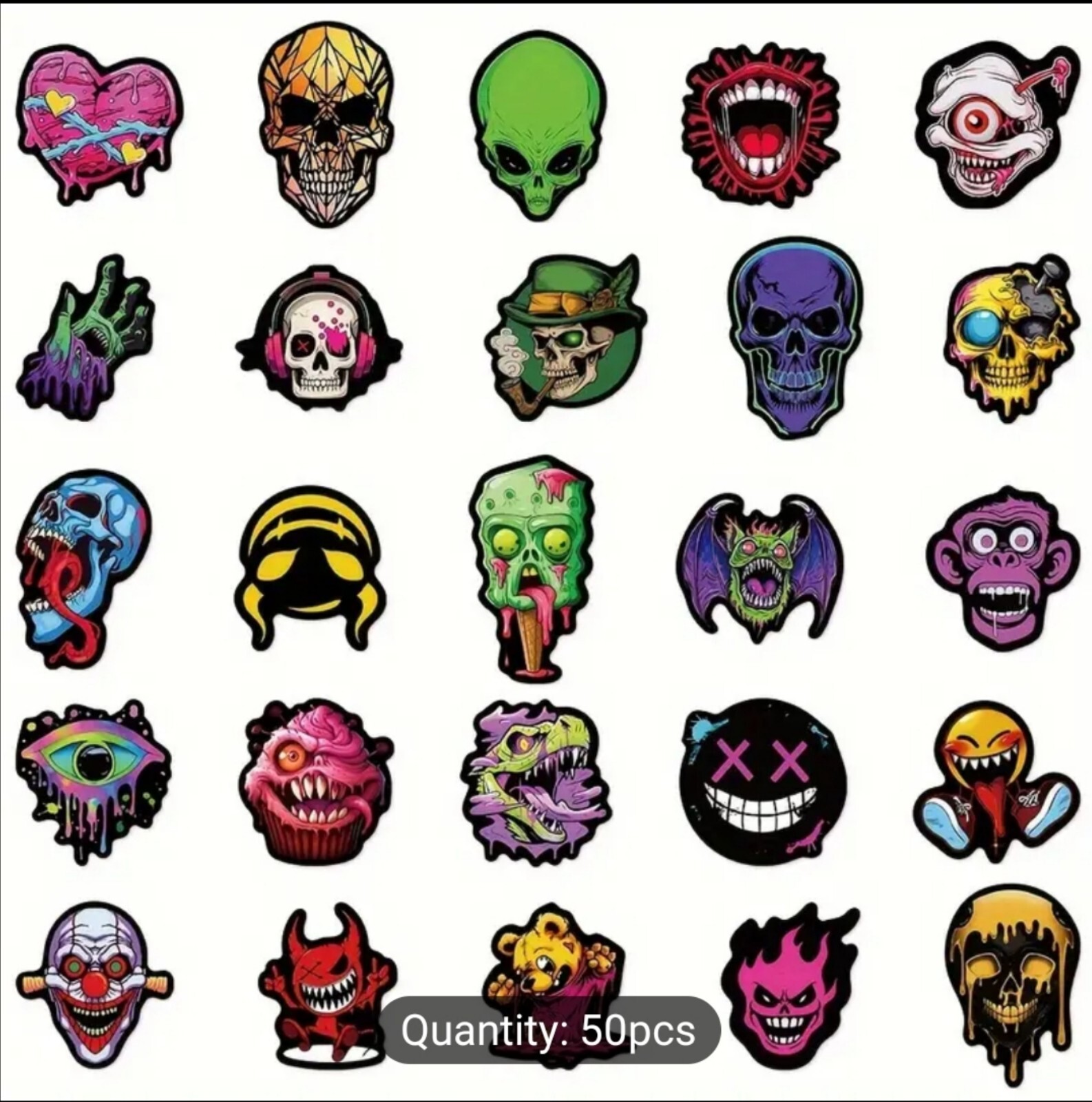 20 PCS Halloween Spooky Creepy Trippy Hippie Monsters Stickers BRAND NEW